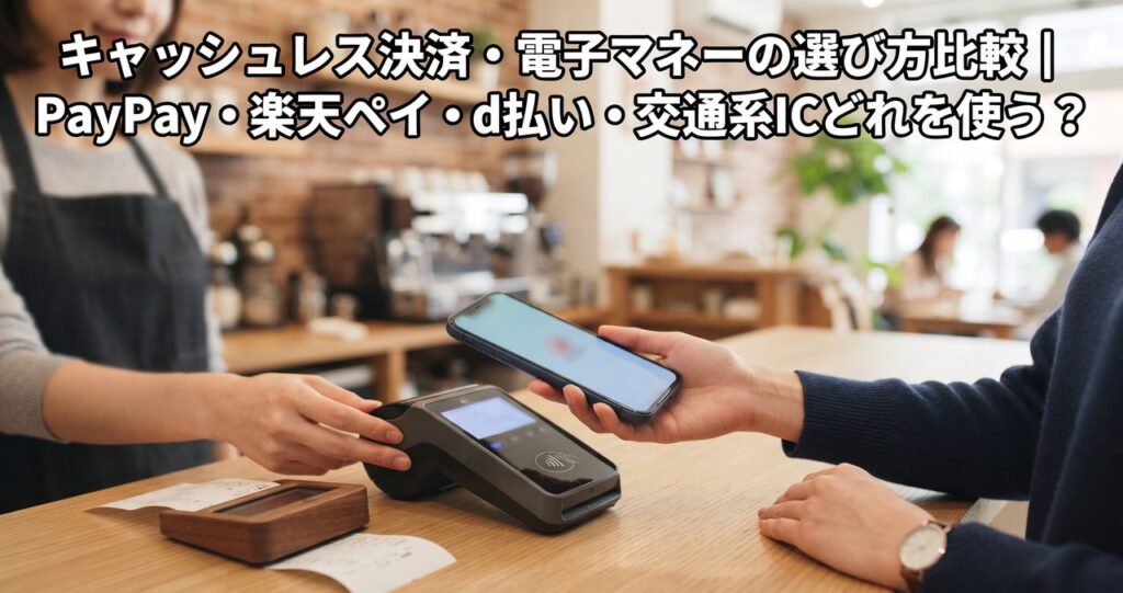 キャッシュレス決済・電子マネーの選び方比較｜PayPay・楽天ペイ・d払い・交通系ICどれを使う？のイメージ画像