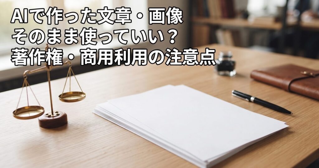AIで作った文章・画像、そのまま使っていい？著作権・商用利用で知っておきたい注意点のイメージ画像