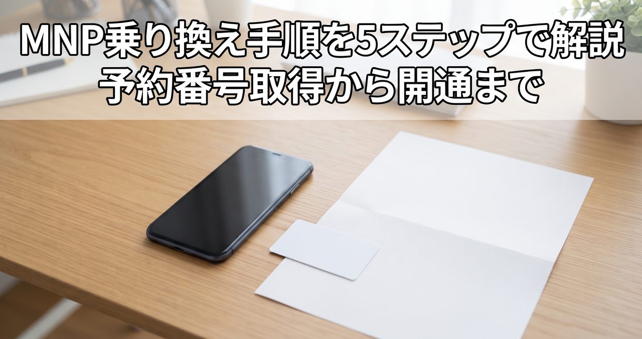 格安SIMへの乗り換え、MNP(番号そのまま乗り換え)の手順を5ステップで解説|予約番号取得から開通までのイメージ画像