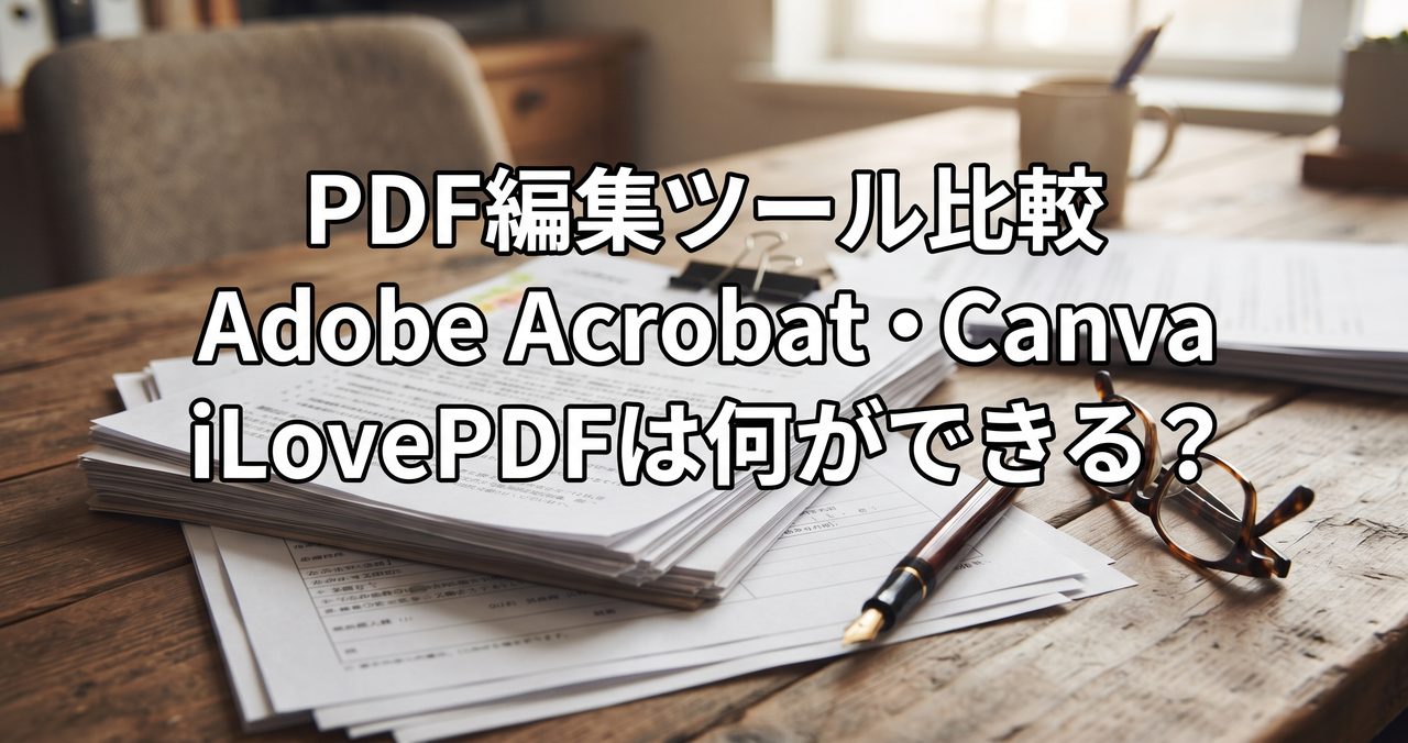 PDF編集ツール(無料)比較｜Adobe Acrobat・Canva・iLovePDFで何ができる？のイメージ画像